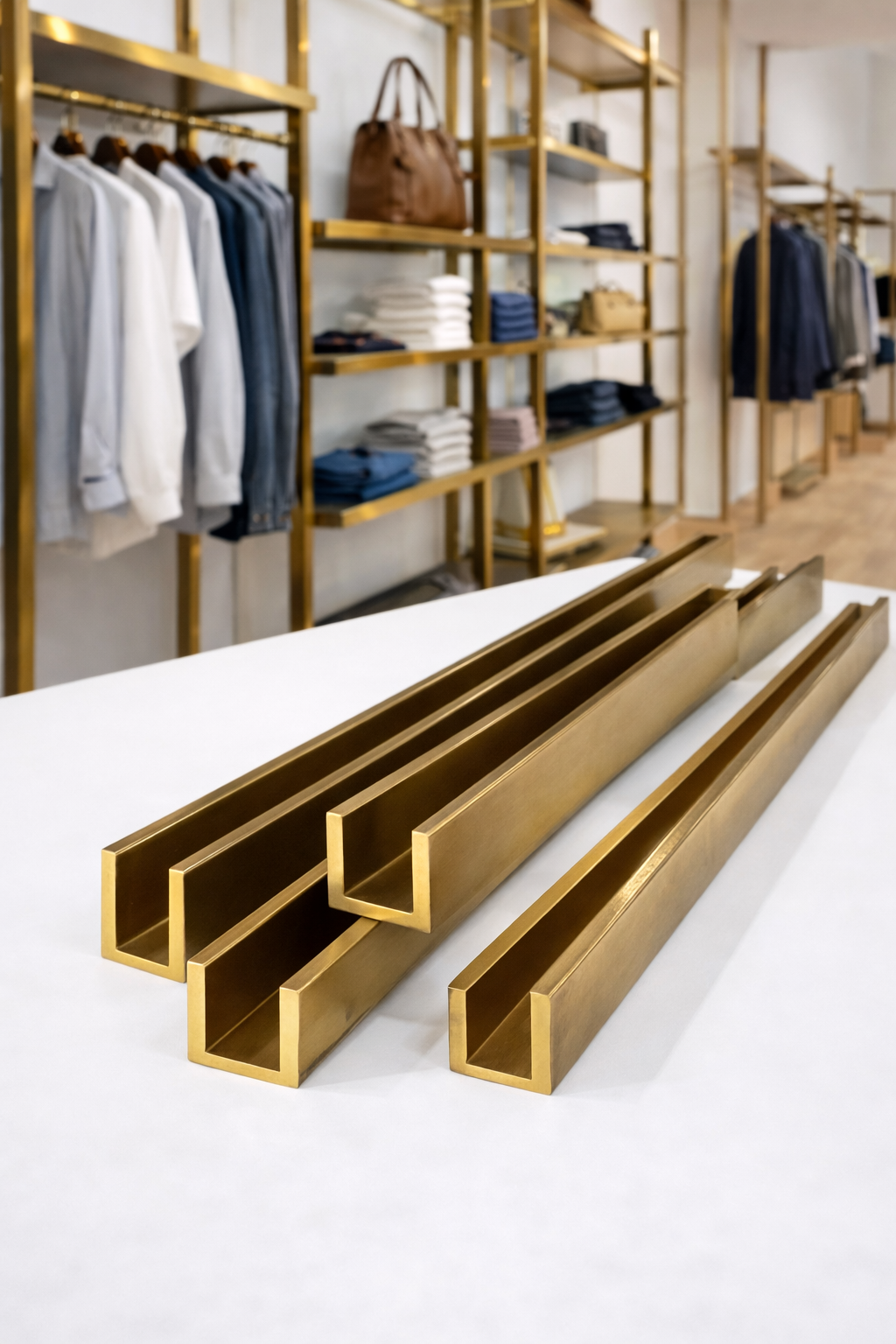 Bronze Channels Used in a Retail Store